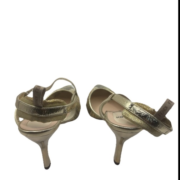 Fendi Colibri Lite 85mm Metallic Slingback Pumps SZ 37.5 - Picture 3 of 7